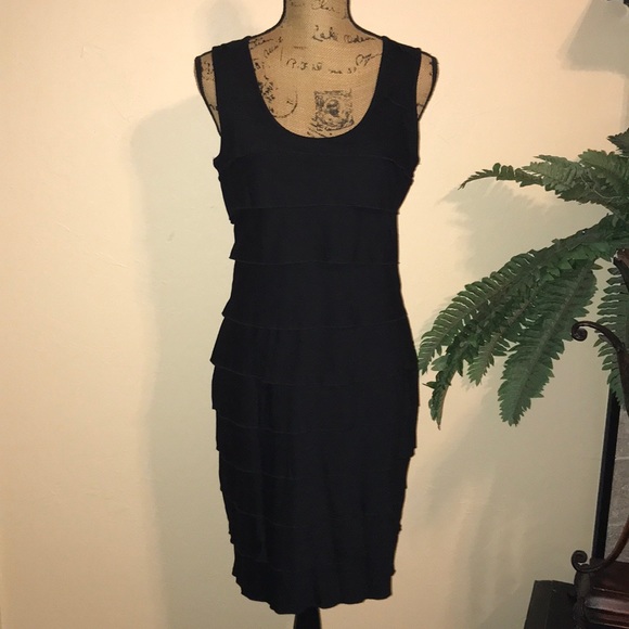 NWOT Calvin Klein Tiered Black Dress - Picture 2 of 8